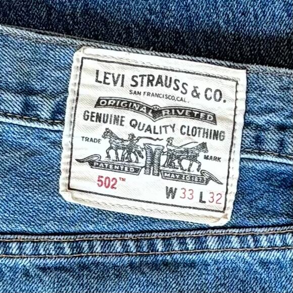 Levi’s 502 Wellthread Straight Leg Tapered Jeans Cropped Big E Unisex Size 33x27 - Picture 5 of 9